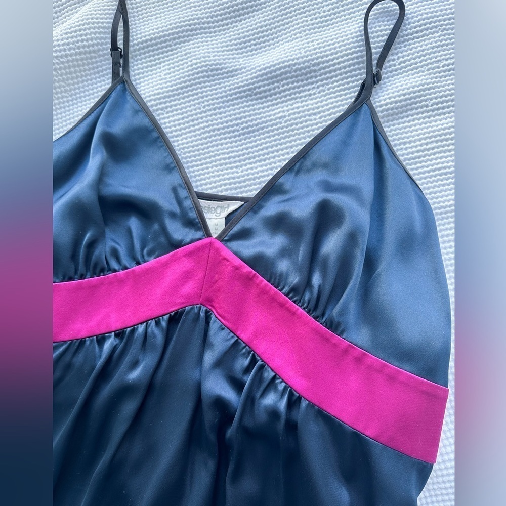 “Kensie Girl”- Satin Slip Dress - Spaghetti Strap- Navy/Pink/Black - Size:Medium - Picture 3 of 15